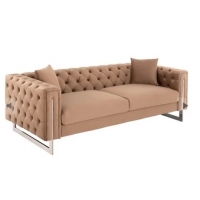 ΚΑΝΑΠΕΣ τ.CHESTERFIELD MOBAR HM3263.03 ΜΠΕΖ ΒΕΛΟΥΔΟ-ΜΕΤΑΛΛΙΚΑ ΠΟΔΙΑ 212x87x68Υεκ