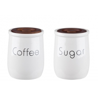 Σετ 2 κεραμικά βάζα coffee - sugar σε λευκό χρώμα