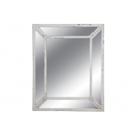 Καθρέπτης ορθογώνιος με διπλή λευκή πατίνα κορνίζα
