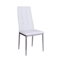 LEONA καρέκλα [ ΕΜ940,2 ] Χρώμιο/PU Άσπρο Διαστάσεις: 43x52x98 cm