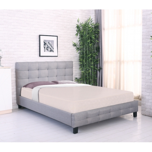 FIDEL κρεβάτι διπλό [ Ε8053,4 ] Ξύλο/Ύφασμα Γκρι  168x215x107cm